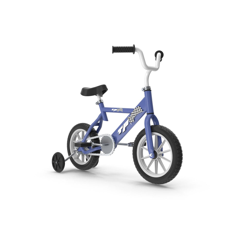 Kids bike with stabilizers and shock absorbing tires